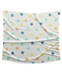 Bembika Bamboo Cotton Muslin Swaddle Wrap Blanket Baby Colorful Pentagram - Blue & White