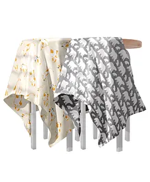 Bembika Bamboo Cotton Muslin Swaddle Wrap Blanket Baby Pack Of 2 - Multicolor