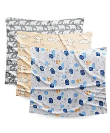 Bembika Muslin Baby Burp Towel Cloths Receiving Blanket For Newborn Pack Of 3 - Multicolor