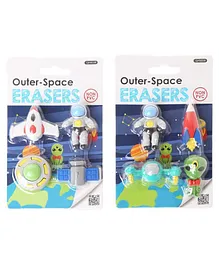 Wishkey Cute And Trendy Outer Space Pencil Erasers Pack of 2 - Multicolour