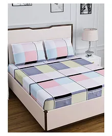 Dream Weaverz 220 TC Double Bed Bedsheet- Digital Print Soft Cotton Queen Size Checkered - Multicolor