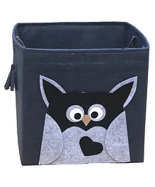 My Gift Booth Medium Felt  Collapsible Bins With Owl Patch - Grey