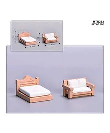 TheCraftShop DIY Modern Miniature Bed & Sofa Set - White