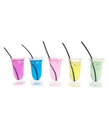 TheCraftShop Artificial Miniature 3D Juice Straw Cup Drinks Pack Of 5 - Multicolor