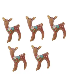 CrafTreat TheCraftShop Artificial Model Miniature Plastic Brown Deer Pack of 5 - Brown