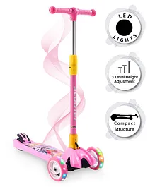 Babyhug Cosmo Whiz Kids Scooter With LED Light 4 Level Height Adjustment - Pink