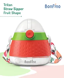 Bonfino Straw Sipper with Strap Red - 280 ml