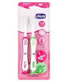 Chicco Ultra Soft Bristles Toothbrush Croc & Bunny Print Pack of 2 - Green & Pink
