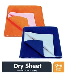 Moms Home Kids Solid Waterproof Protector Dry Sheet Pack Of 2 - Navy Orange