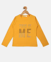Nins Moda Full Sleeves This Is Me Sequin Embellished Pre Winter Top - Mustard Yellow