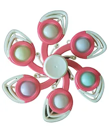 KARBD 6 Leaf Push Pop It Design Plastic Fidget Spinner Spinning Toy - Pink White