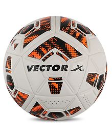 VECTOR X Synergy Thermo Fusion PU Embossed Football For Training and Match (White-Orange) Size-5