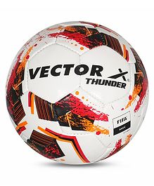 Vector X Thunder FIFA Basic Rubber Hand Stitched Football For Professional Play Size 5 - White Red