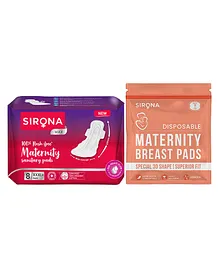 Sirona Disposable Maternity Sanitary Pads XXXL and Breast Pads - 8 & 12 Pieces
