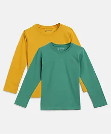 Campana 100% Cotton Pack Of 2 Full Sleeves Solid Tees - Yellow & Green