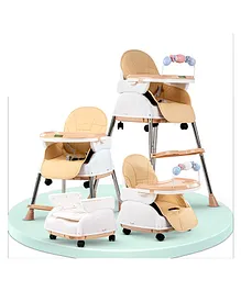 Baybee 4 in 1 Nora Baby High Chair for Kids with Height Adjustable Baby Toddler Feeding Booster Seat with Tray & 5 Point Safety Belt Kids High Chair for Baby - Beige