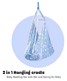 Baybee Cotton Jhula Swing Hanging cradle with Mosquito Net & Spring - Light Blue