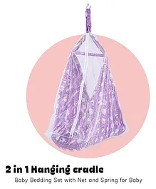 Baybee Cotton Jhula Swing Hanging cradle with Mosquito Net & Spring - Purple