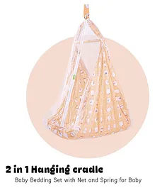 Baybee Cotton Jhula Swing Hanging cradle with Mosquito Net & Spring - Orange