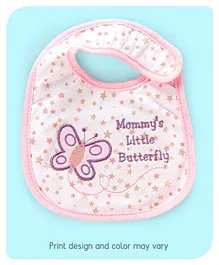 Babyhug Bib Velcro Closure Butterfly Embroidery (Color & Print May Vary)