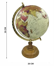 Globeskart Designer with Wooden Base and Brass Finish Arc - Cream