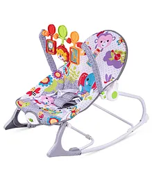 Baybee Toddler Rocker cum Bouncer Chair for Baby with Soothing Vibrations & Multi-Position Recline with Safety Belt, Removable Baby Toys & Music - Grey