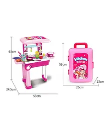 Planet of Toys 2 in 1 Little Chef Trolley Kitchen Playset for Girls with Music & Light - Pink