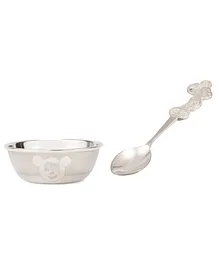 Osasbazaar Sterling Silver Baby Bowl and Spoon Set Mickey Mouse Design - Silver