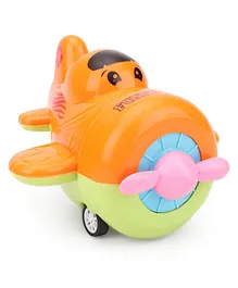 Toytales Funny Cartoon Plane Pull-Back Toy - Orange Green