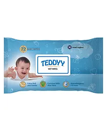 Teddyy Baby Wet Wipes With Lid - 72 Pieces