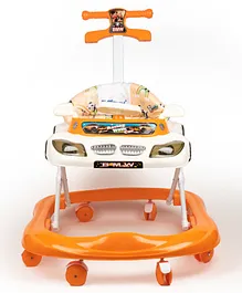 Bumtum Baby Orange & Cream Racing Car Walker with Music, Parental HandleMultifunctional & Adjustable - Orange