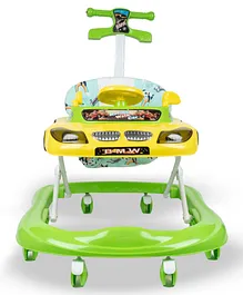 Bumtum Baby Green & Yellow Racing Car Walker with Music -  Parental Handle Multifunctional & Adjustable - Green