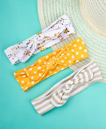 Arendelle Set of 3 Premium Cotton Polka Dots Printed Headbands - Yellow & White
