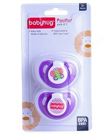 Babyhug Orthodontic Silicone Soother with Protective Cover  Pack of 2 Purple | BPA-Free | Skin-Friendly | Gentle on Gums