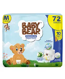 Baby Bear Cottony Soft Breathable Premium Diaper Pants Medium - 72 Pieces