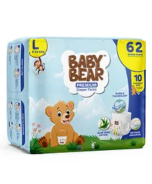 Baby Bear Cottony Soft Breathable Premium Diaper Pants Large - 62 Pieces