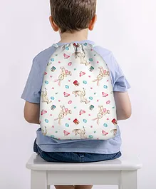 Baby of Mine Painter Rabbit Print Waterproof Drawstring Multipurpose Bag White - Height 16 Inches