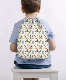 Baby of Mine Animal Park Print Waterproof Drawstring Bag White - Height 16 Inch