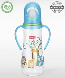 Babyhug Bubble Anti-Colic Sterilizable Feeding Bottle With Handles Blue White - 250 ml