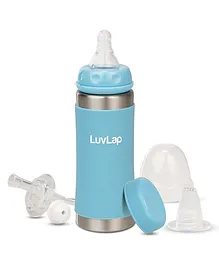 LuvLap 4 In 1 Baby Bottle Cum Sipper Made of SS304 Rust Free Steel Blue - 240 ml