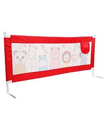 LuvLap Comfy Baby Bed Rail Guard, 6ft x 2.3ft, Portable Bed Fence, Adjustable Height, Single Side Bed Rail for Baby, Printed Red, 180cm x 72cm