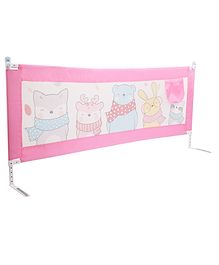 LuvLap Comfy Baby Bed Rail Guard, 6ft x 2.3ft, Portable Bed Fence, Adjustable Height, Single Side Bed Rail for Baby, Printed Pink, 180cm x 72cm