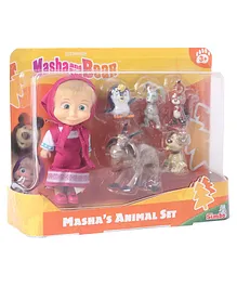 Masha and the Bear Collectibles Figurines with  5 Animal Friends 12 cm - Multicolour