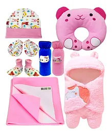 BRANDONN New Born Baby Gift Set Combo Pack for Baby Boys and Baby Girls Pack of 8 - Multicolour