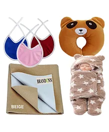 BRANDONN New Born Baby Gift Set Combo Pack for Baby Boys and Baby Girls Pack of 6 Pcs - Multicolour
