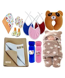 BRANDONN New Born Baby Gift Set Combo Pack for Baby Boys and Baby Girls Pack of 11 - Multicolour