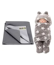 BRANDONN New Born Baby Gift Set Combo Pack for Baby Boys and Baby Girls Pack of 2 Pcs - Grey