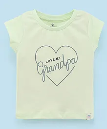 Ollypop Cotton Half Sleeves Top Love My Grandapa Print - Green