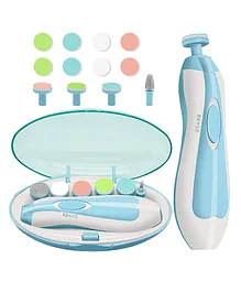 ADKD Baby Nail File Electric Trimmer With 6 Grinding Heads - Blue
