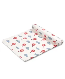 FABURAA Wishing Clouds Baby Mat Hot Air Balloon Print - Red White